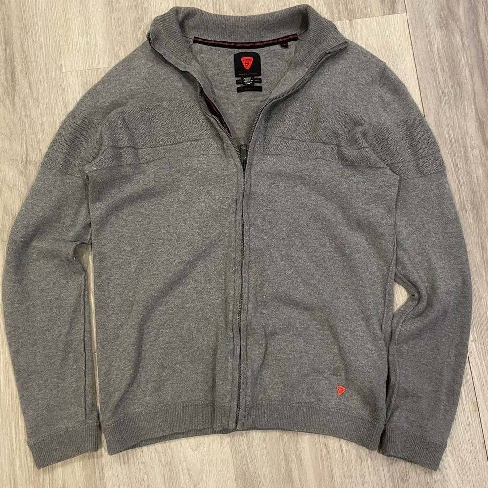 Strellson Men's Grey Cashmere wool blend Zip-Up Sweater sz S